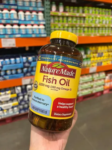 Viên dầu cá Omega 3 Nature Made Fish Oil 1200mg - 300 viên, hỗ trợ sức khỏe tim mạch, mắt và làm đẹp da, sản phẩm nhập khẩu Mỹ.