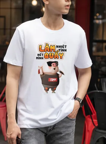 Áo Thun Team Building Đồng Phục Năng Động Làm Nhiệt Tình Quẫy Hết - Chất Liệu Cotton Tici Cao Cấp Cho Nhóm