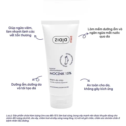 Kem Dưỡng Da Chân Ziaja Med 15% Ure 100ml - Giảm Thô Ráp, Nứt Nẻ, Cung Cấp Độ Ẩm Cho Da Khô
