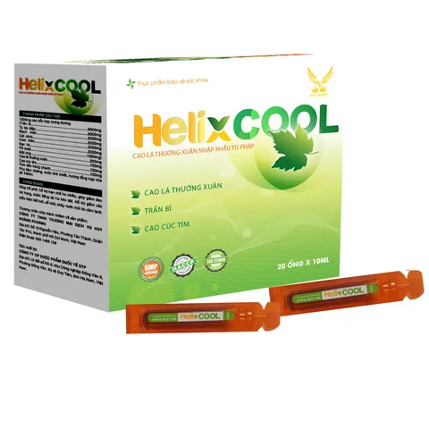 Siro Giảm Ho Huy Hoàng Pharma - Helix Cool Hỗ Trợ Chữa Ho, Sổ Mũi, Cảm Lạnh - Hộp 20 Ống/10ml