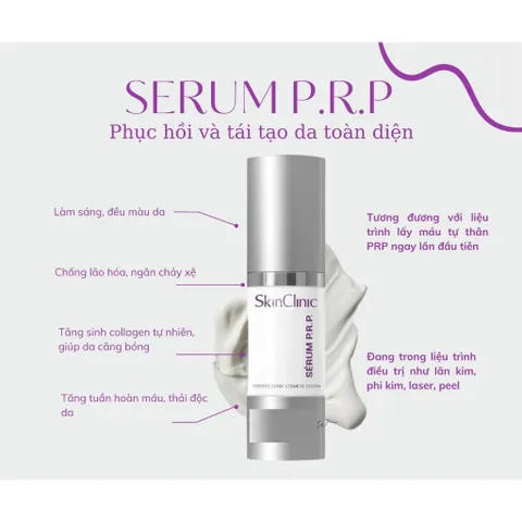 Serum Tái Tạo và Trẻ Hoá Tế Bào Gốc SkinClinic P.R.P 30ml - Chăm Sóc Da Sáng Mịn, Giàu Vitamin C, Phục Hồi Tuổi Thanh Xuân