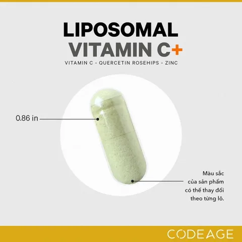 Viên Uống Bổ Sung Vitamin C Liposomal 500mg - Tăng Cường Miễn Dịch, Chống Oxy Hóa, 180 Viên - Thực Phẩm Chức Năng Codeage