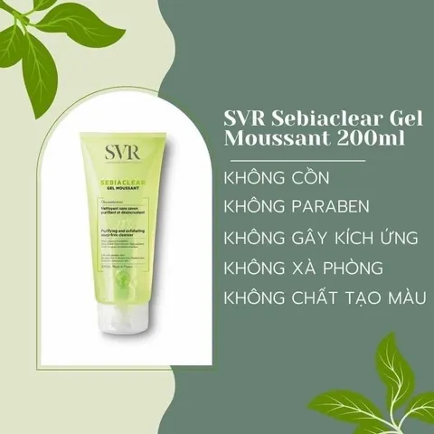 Sữa Rửa Mặt SVR Sebiaclear Gel Cho Da Dầu Nhạy Cảm - Làm Sạch Sâu, Ngừa Mụn, Dưỡng Ẩm, Hương Táo Xanh 200ml/400ml