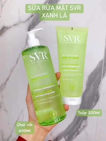 Sữa Rửa Mặt SVR Sebiaclear Gel Cho Da Dầu Nhạy Cảm - Làm Sạch Sâu, Ngừa Mụn, Dưỡng Ẩm, Hương Táo Xanh 200ml/400ml