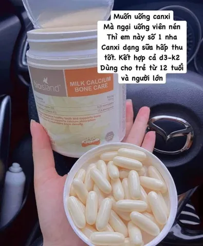 Viên nang mềm Canxi sữa BioIsland Bone Care với D3 và K2 - Hỗ trợ sức khỏe xương cho người lớn và trẻ em từ 12 tuổi trở lên