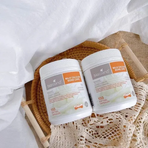Viên nang mềm Canxi sữa BioIsland Bone Care với D3 và K2 - Hỗ trợ sức khỏe xương cho người lớn và trẻ em từ 12 tuổi trở lên