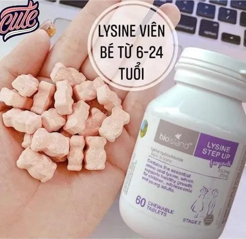 (Có tem) Viên nhai tăng chiều cao Bioisland Lysine Step Up For Youth 60 viên - Giúp trẻ ăn ngon và phát triển chiều cao tối đa, nhập khẩu từ Úc