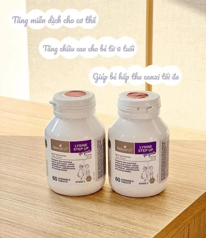 (Có tem) Viên nhai tăng chiều cao Bioisland Lysine Step Up For Youth 60 viên - Giúp trẻ ăn ngon và phát triển chiều cao tối đa, nhập khẩu từ Úc