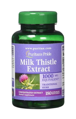 Viên Uống Bổ Gan Milk Thistle Extract Puritan’s Pride 1000mg - Hỗ Trợ Giải Độc Gan, 180 Viên, Sản Phẩm Từ Mỹ