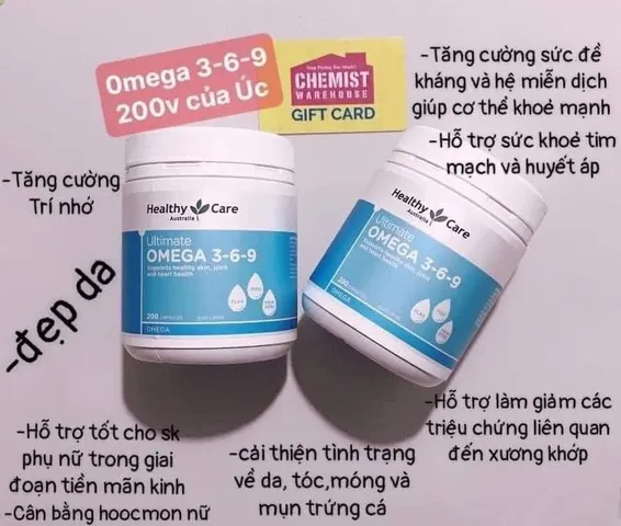 Viên Uống Omega 3-6-9 Úc 200 Viên - Healthy Care Hỗ Trợ Sức Khỏe Tim Mạch, Làm Đẹp Da, Cải Thiện Trí Nhớ