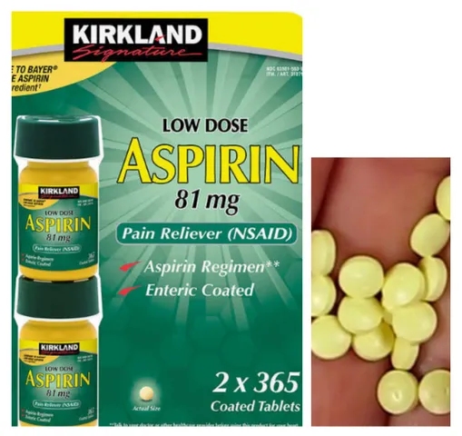 Viên Giảm Đau Kirkland Low Dose 81mg - Ngăn Ngừa Đột Quỵ và Nhồi Máu Cơ Tim - Hỗ Trợ Tim Mạch 2x365 Viên