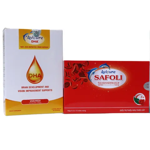 Bộ đôi bổ sung Sắt và DHA cho bà bầu Avisure Safoli và DHA - Viên uống dinh dưỡng giúp mẹ khỏe mạnh, thai nhi phát triển thông minh