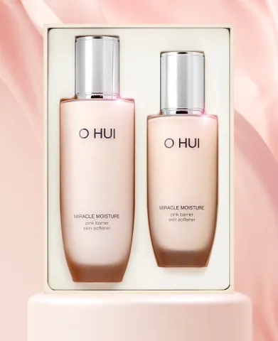 Set nước hoa hồng Ohui Miracle Moisture Pink Barrier Skin Softener 150ml + 100ml - Cấp ẩm, làm sáng da, chiết xuất hoa hồng tự nhiên