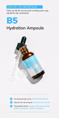 Tinh Chất Ahohwa Hydration Ampoule B5 30ml - Cấp Ẩm, Phục Hồi Da Khô, Thích Hợp Mọi Loại Da, Dưỡng Da Mịn Màng, Unisex