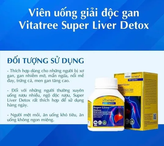 Viên Uống Thanh Lọc Gan Vitatree Super Liver Detox - Chiết Xuất Cây Kế Sữa, 100 Viên, Hỗ Trợ Sức Khỏe Gan Từ Úc