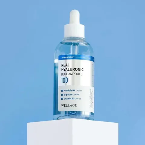 Set Serum Hydrating Wellage Real Hyaluronic Blue Ampoule 60ml + 60ml - Cấp Ẩm, Phục Hồi Da Căng Bóng, Dưỡng Ẩm Từ Hàn Quốc