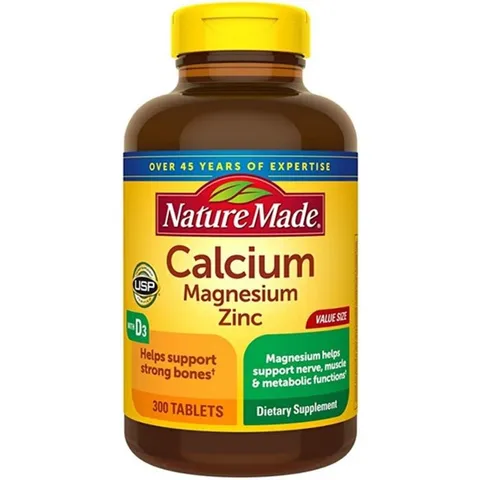 Viên uống bổ sung Canxi Magnesium Zinc Nature Made - Hỗ trợ xương chắc khỏe & sức khỏe tổng thể, 300 viên