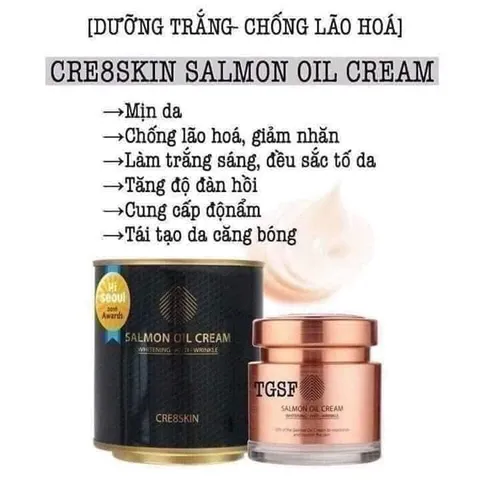 Kem Dưỡng Da Cá Hồi Cre8skin 80ml - Kem Dưỡng Ẩm Cao Cấp Chống Oxy Hóa, Giúp Da Trắng Sáng, Mịn Màng, Phù Hợp Mọi Loại Da