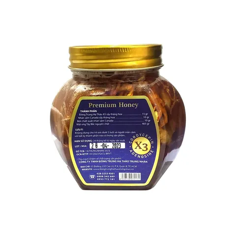 Mật Ong Đông Trùng Hạ Thảo Nhân Sâm Canada 500gr - Tăng Cường Sức Khỏe Tự Nhiên, Hỗ Trợ Sinh Lý và Năng Lượng