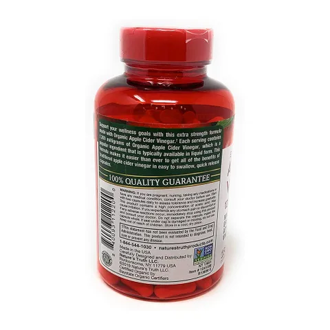 Viên giấm táo hữu cơ Nature’s Truth 1200mg 180 viên - Hỗ trợ giảm cân, tăng cường trao đổi chất và duy trì vóc dáng thon gọn