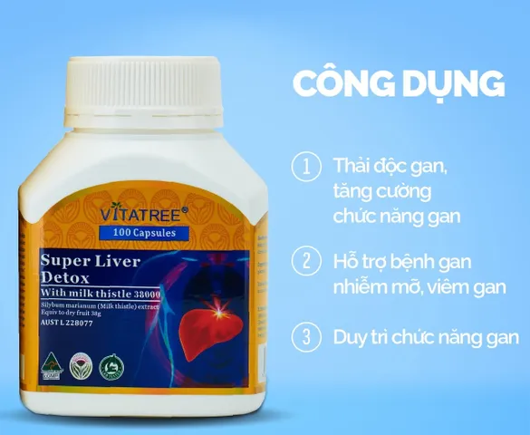 Viên Uống Vitatree Super Liver Detox - Hỗ Trợ Cải Thiện Chức Năng Gan, Detox Tự Nhiên, 100 Viên Nhập Khẩu Úc