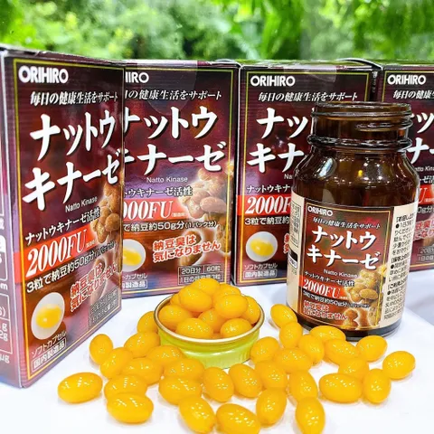 Viên uống hỗ trợ phòng ngừa tai biến Nattokinase 2000FU Orihiro - 60 viên tăng cường sức khỏe tim mạch từ Nhật Bản
