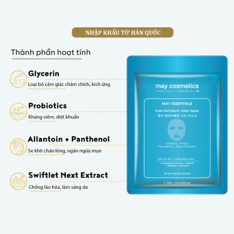Mặt Nạ Kháng Viêm Essentials Pure Enzymatic - Trị Mụn, Cân Bằng Da Dầu, Giảm Đỏ Rát, Phục Hồi Da NHạy Cảm