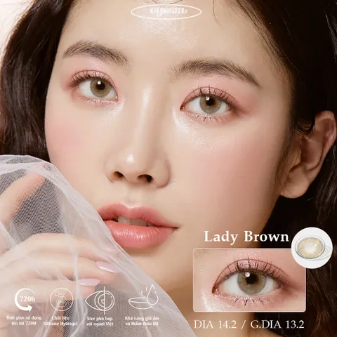 Kính Áp Tròng Eyesm Lady Brown Màu Nâu Tây - Lens Hàn Quốc Chống UV, Thích Hợp Độ Cận 0-8 Độ, Sử Dụng 720Giờ