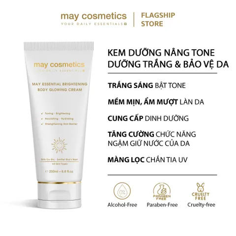 Kem Dưỡng Body May Essential Body Glowing Cream - Trắng Sáng, Dưỡng Ẩm, Chống Oxy Hóa, Bảo Vệ Da Chống Tia UV, Phù Hợp Mọi Loại Da