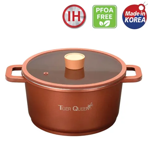 Nồi Hầm Ceramic Tiger Queen CWCB-24CH 24cm 5.18L - Chống Dính, Nắp Thủy Tinh, Sử Dụng Bếp Gas, Bếp Từ, Tiết Kiệm Nhiên Liệu