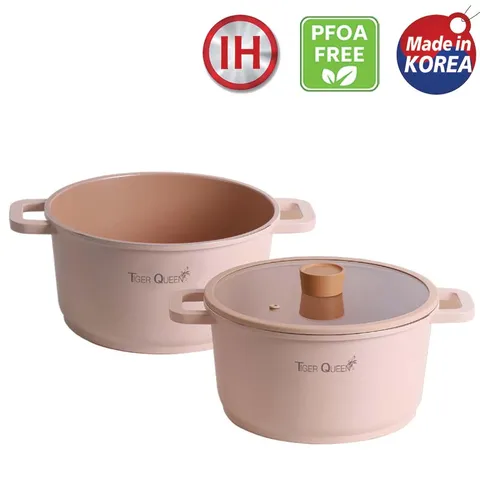 Nồi hầm Ceramic 24cm Tiger Queen CWCP-24CH - Chống dính, tiết kiệm nhiên liệu, sử dụng bếp từ, gas, hồng ngoại - Nắp kính chịu nhiệt