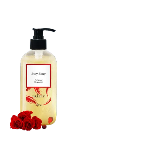 Gel tắm Mine Stay Sexy 500g - Sữa tắm hương nước hoa cao cấp, làm sạch sâu và dưỡng ẩm với Saffron, Niacinamide cho làn da sáng khỏe