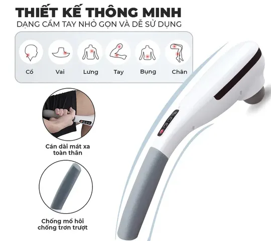 Máy Massage Cầm Tay Hồng Ngoại Okachi JP-M610 - 6 Đầu Massage, Nhiệt Hồng Ngoại, Đế Sạc Thông Minh, Giảm Đau Nhức, Thư Giãn Toàn Thân