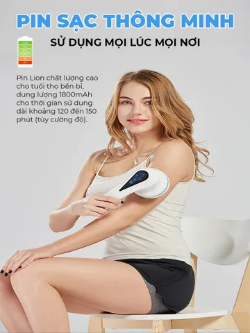 Máy Massage Cầm Tay OKACHI JP-519E 8 Đầu - Massage Hồng Ngoại, Pin Sạc, Đặc Biệt, Thoải Mái Cho Sức Khỏe Tối Ưu