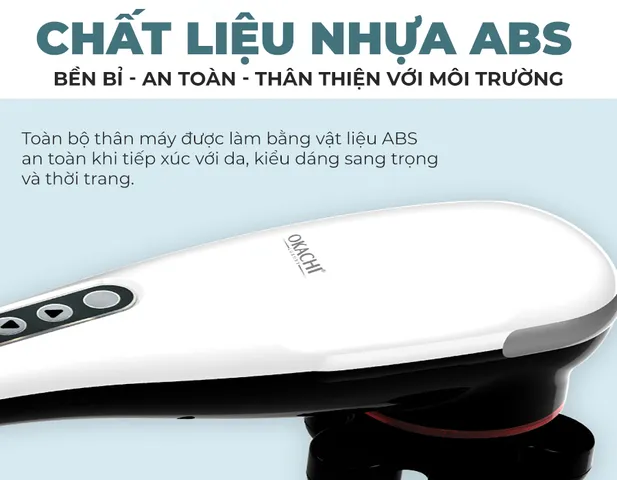 Máy Massage Cầm Tay Pin Sạc Okachi JP-650E - Massage Chuyên Nghiệp, Đèn Hồng Ngoại, 7 Đầu Massage Tối Ưu, Giảm Đau Căng Thẳng