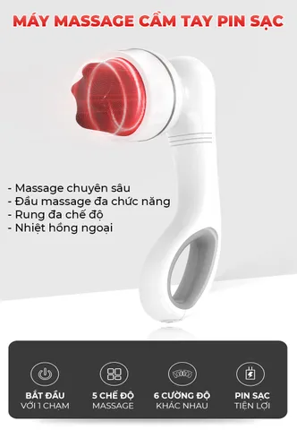 Máy Massage Cầm Tay OKACHI JP-530E - Thiết Kế Tiện Lợi, 5 Chế Độ Massage, Pin Sạc Linh Hoạt, Công Nghệ Nhật Bản, Thư Giãn Tối Đa Tại Nhà