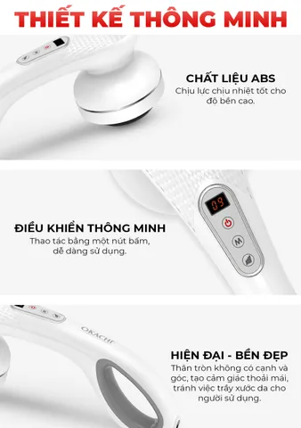 Máy Massage Cầm Tay OKACHI JP-530E - Thiết Kế Tiện Lợi, 5 Chế Độ Massage, Pin Sạc Linh Hoạt, Công Nghệ Nhật Bản, Thư Giãn Tối Đa Tại Nhà
