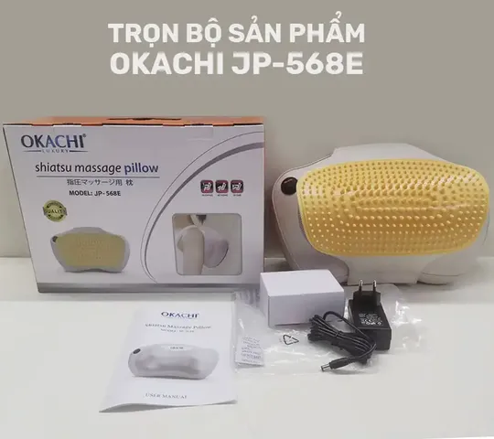 Gối Massage Hồng Ngoại Vai Cổ Lưng Shiatsu OKACHI JP-568E (Pin sạc)