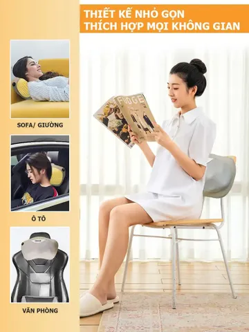 Gối Massage Hồng Ngoại Vai Cổ Lưng Shiatsu OKACHI JP-568E (Pin sạc)