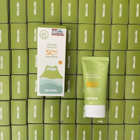 Kem Chống Nắng Rau Má Pretty Skin The Pure Jeju Cica Sun Cream SPF50+ PA++++ - Bảo Vệ Da, Cấp Ẩm, Chống Tia UVA/UVB, 50ml