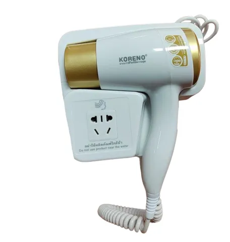 Máy Sấy Tóc Treo Tường Koreno 1800W - Sấy Nhanh, Thiết Kế Gọn Gàng, Bảo Hành 1 Năm, Phù Hợp Cho Phòng Tắm Khách Sạn