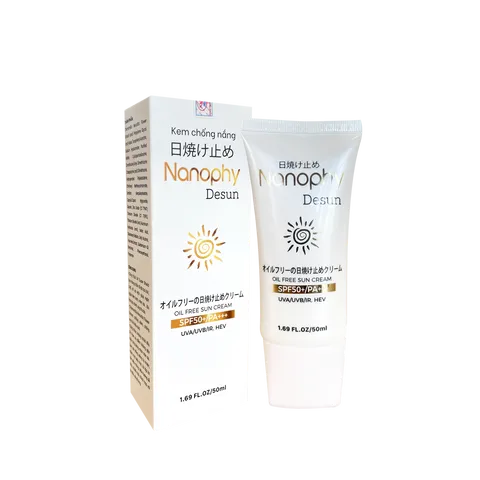 Kem Chống Nắng Nanophy Desun SPF 50+ Cho Da Mụn, Da Dầu - Bảo Vệ Tia UV, IR, HEV, Công Thức Không Dầu, 50ml Nhật Bản