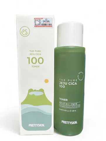 Nước Hoa Hồng Rau Má Pretty Skin Jeju Cica 100 Toner - Cân Bằng, Dưỡng Da, Giảm Viêm, 250ml