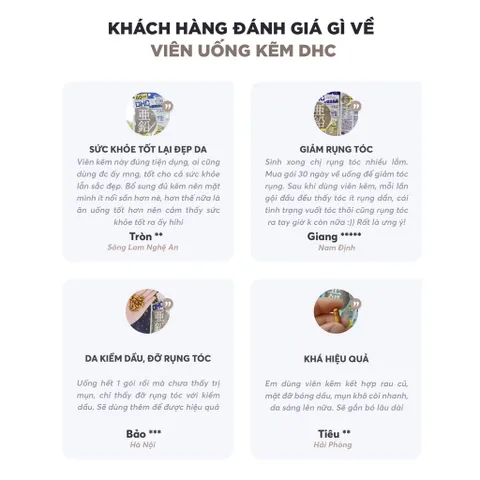 Viên uống bổ sung Kẽm DHC Zinc 60 ngày - Hỗ trợ sức khỏe da và tóc - Sản phẩm từ Nhật Bản, 60 viên