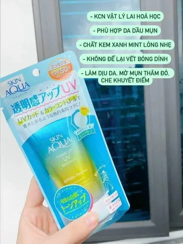 Kem Chống Nắng Skin Aqua Tone Up UV Essence Lavender 80g - Chống Nắng SPF50+, Nâng Tông Da, Dưỡng Ẩm, Phù Hợp Trang Điểm