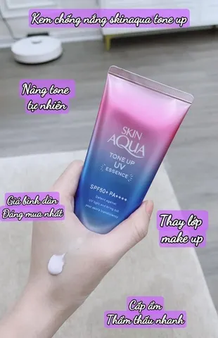 Kem Chống Nắng Skin Aqua Tone Up UV Essence Lavender 80g - Chống Nắng SPF50+, Nâng Tông Da, Dưỡng Ẩm, Phù Hợp Trang Điểm