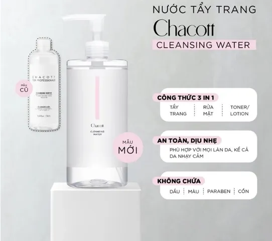 Nước Tẩy Trang Chacott Cleansing Water Nhật Bản - Dịu nhẹ, Làm Sạch Sâu, Phù Hợp Da Nhạy Cảm, Không Phụ Gia, Tiện Lợi Cho Người Bận Rộn