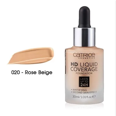 Kem Nền Catrice HD Liquid Coverage 30ml - Lớp nền hoàn hảo kiềm dầu 24h, che khuyết điểm tự nhiên, phù hợp với da dầu và hỗn hợp