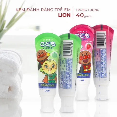 Kem Đánh Răng Trẻ Em Lion 40gr - An Toàn Khi Nuốt, Hương Trái Cây Tự Nhiên, Dành Cho Trẻ Từ 1 Tuổi, Xuất Xứ Nhật Bản