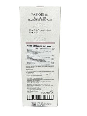 Sữa Tắm Hương Nước Hoa Pasiori Biotin Collagen 500ml - Dưỡng Da Mềm Mịn, Lưu Hương Lâu, Se Khít Lỗ Chân Lông